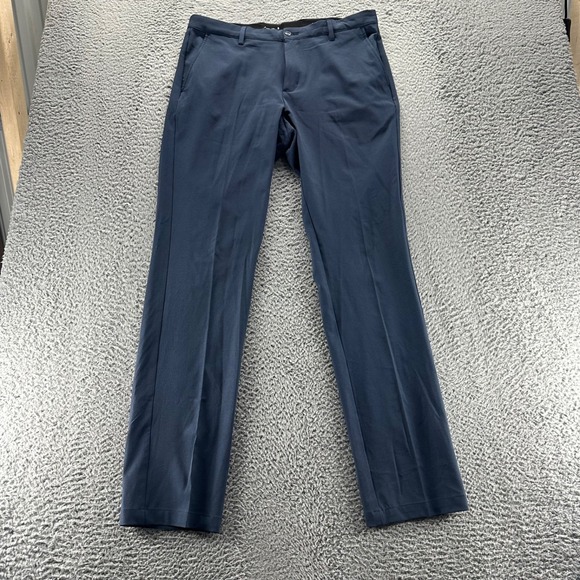 Greg Norman Chino Pants Mens 34x34 Blue Polyester Stretch Slim Fit Golf - Picture 1 of 9